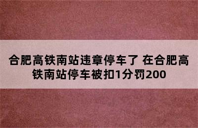 合肥高铁南站违章停车了 在合肥高铁南站停车被扣1分罚200